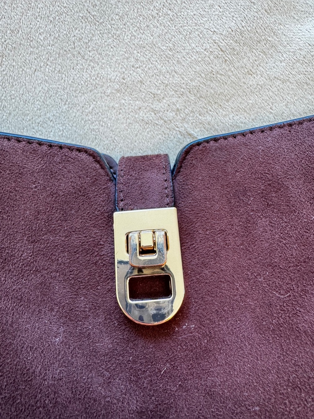 H&M Brown Suede Shoulder Bag with Gold Clasp - Picture 5 of 5